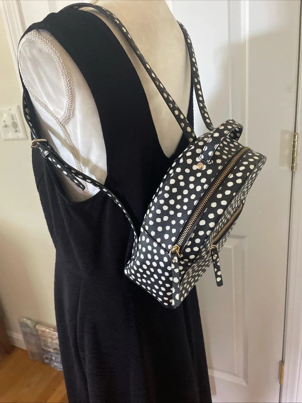 kate spade Black and White Polka Dot Mini Backpack